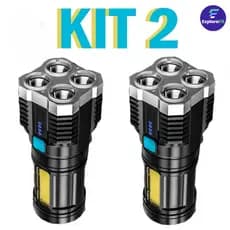 Lanterna Recarregável USB | 4 Core Super Brilhante Multi-Função LED resistente