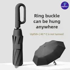 Guarda-chuva Automático Portátil com UPF 50+ - Dobrável Compacto e Anel de Fivela para Praia