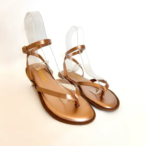 Sandália Asa Delta Chinelo com Traseira Rasteira Feminina Rasteirinha Dourada Elegante Dia das Mães S07