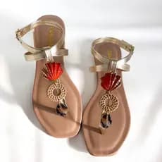 Sandália Salomé Chinelo Rasteirinha com Traseira Rasteira Feminina Dourada Elegante Dia das Mães S08