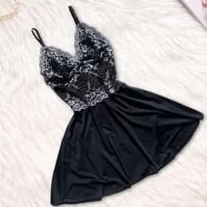 Camisola Vestido Feminino De Dormir Em Renda Sem Bojo Microfibra Sensual Confortável