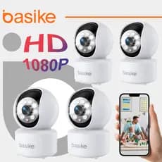 Basike Wifi Câmera de segurança Sem Fio Visão Noturna 1080P 355° com Câmera audio