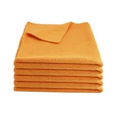 KIT COM 5 TOALHA FLANELA DE MICROFIBRA LARANJA SEM COSTURA 40X40 200GSM - AKORA