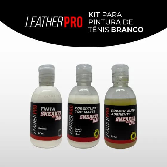 Kit para Pintar Tenis de Couro e Sintetico Branco - Leather Pro