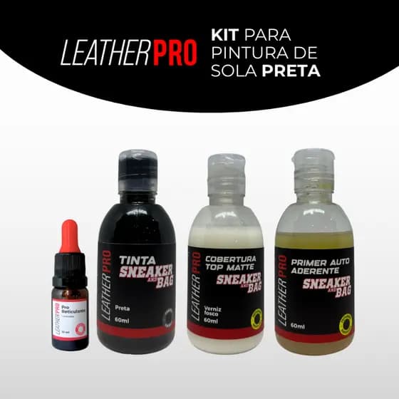 Kit para Pintar Tênis, Midsole e Solado Preto - Leather Pro