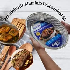 ASSADEIRA 4L OVAL DESCARTAVEIS ALUMINIO 4 UNIDADES BOMPACK, ASSAR CARNES, FRANGOS,SERVIR MAIONESE ETC