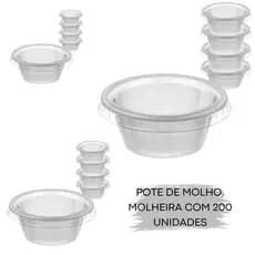 200 Unidades Pote de Molho/Molheira com Tampa  Ideal para Restaurantes e Delivery
