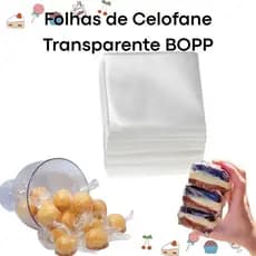 FOLHAS DE CELOFANES TRANSPARENTES BOPP EMBALAGENS PARA DOCES, BEM-CASADOS, PAO DE MEL, 500 UNIDADES