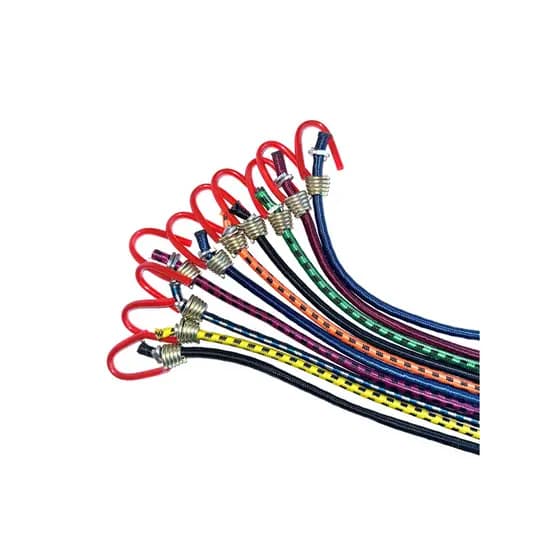 KIT 10un de Corda elástica para bagageiro moto / carros / bike gancho de arame 2mt colorido
