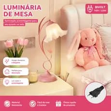Luminária de Mesa Floral Orquídea para Quarto, Luminária Decorativa Romântica para Cabeceira, Voltagem Dupla 110-220V, L