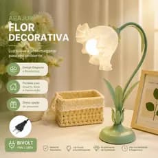 Luminária de Mesa Criativa em Forma de Orquídea, Lâmpada Decorativa para Quarto, Luminária de Estilo Nórdico para Decora