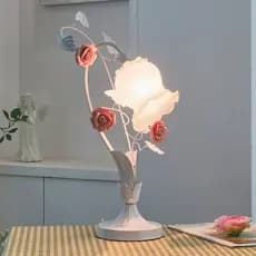 Luminária de mesa criativa com design de rosa decorativa, luz noturna aconchegante para quarto, luminária de mesa para c