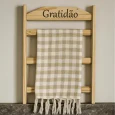 Escadinha para pano de prato cozinha com frase Lavabo Decorativo Toalha Suporte para pano