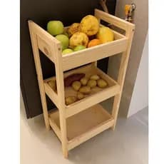 Fruteira de chão madeira pinus Montada Mesinha de madeira Frutas Legumes Decoração Organizador