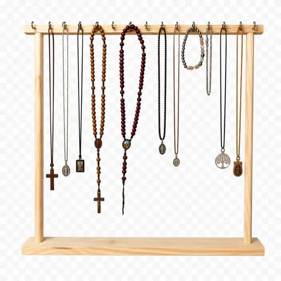 Expositor de Colares em Madeira Pinus Suporte Organizador Para Loja eFeiras Joias Artesanato