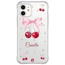 Capinha de Celular Cerejinhas e Estrelas com nome - Diversos Celulares