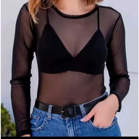 Body tule blusinha - tule - manga longa
