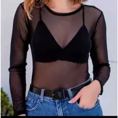 Body tule blusinha - tule - manga longa