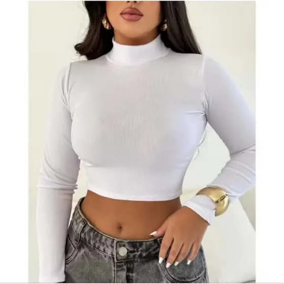 CROPPED MANGA LONGA cacharrel blusa manga cumprida gola alta