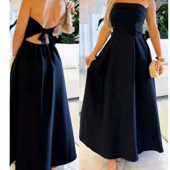 TOMARA QUE CAIA VESTIDO ALFAIATARIA elegante longo com laço de amarrar