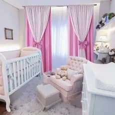 Cortina Clássica Quarto Infantil Xales Duplo Com Detalhes Em Laço 1,80m Altura x 3,00 m Largura Menina e Menino