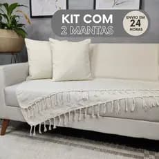 Kit 02 Mantas para Sofá Decorativo 2,40 x 1,60 Gigante 100% Algodão Capa Para Sofá Protetora