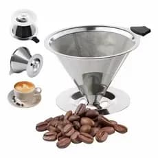 Filtro Coador de Café Inox 103/102/101 Com Pegador em Silicone Peneira de Aço Reutilizável
