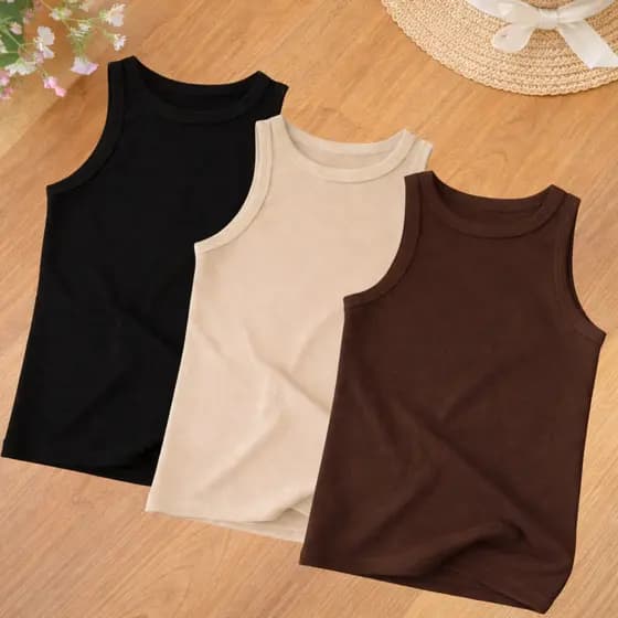 Kit 3 Regatas Caneladas Femininas Premium – Ribana Ajuste Perfeito