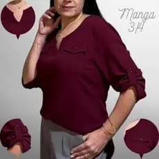 Blusa Feminina Manga com Botão Viscolinho Alfaiataria Casual Versatil Conforto Estilo
