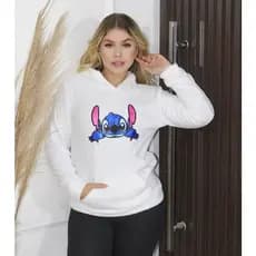 BLUSA DE FRIO PELUCIA LILO STITCH COM CAPUZ E BOLSO BEM FOFINHO