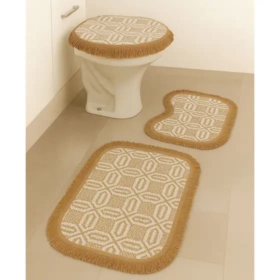 Kit de Tapete Para Banheiro 3 Peças em Tear