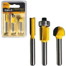 Jogo de Fresas Tupia para Madeira Haste 6 MM Kit 3 Peças EVJF-03 EVALD