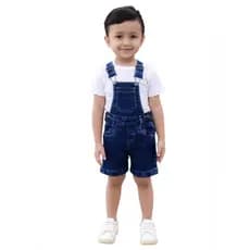 Jardineira Macacão Bebe Infantil Jeans Shorts Menino 01 - 03 Anos Recém Nascido Festas
