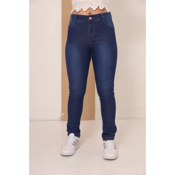 Calça Jeans Skinny Feminina Escolar Básica Infantil Juvenil Ajuste Cintura 10 ao 16