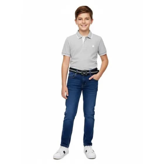 Calça Jeans Skinny de Menino Infantil Juvenil Lycra Confortável Com Ajuste na Cintura 04 até o 16