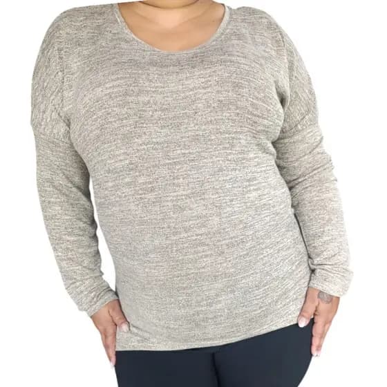 Blusa Feminina Manga Longa Soltinha Básica Plus Size Com e Sem Bolso Long ACG