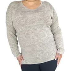 Blusa Feminina Manga Longa Soltinha Básica Plus Size Com e Sem Bolso Long ACG