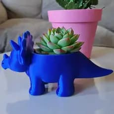 Mini vaso de Dinossauro Tricerátops, Vasinho de Dinossauro, Vasinhos para suculentas e cactos, Mini vasos divertidos.