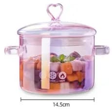 Panela De Vidro Rosa Furta-cor Panela De Vidro 1.5L Com Tampa Resistente
