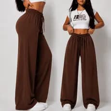 Calça Feminina Pantalona Wide Leg Social Alfaiataria Cintura Alta Casual Elegante Confortável Tecido Duna Baggy Farm