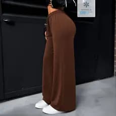 Calça Pantalona Feminina Tecido Duna Cintura Alta Wide Leg Casual Social Elegante Bolso Conforto Qualidade Baggy Farm