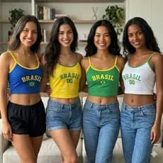 Regata Brasil Feminina Alça Camiseta Brasil Torcida Copa Estilo Casual