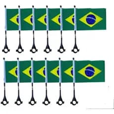 Kit 12 Bandeiras do Brasil com Mastro e Suporte Moto Bicicleta🏍️🇧🇷