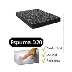 COLCHÃO DE CASAL CONFORTÁVEL ESPUMA D20 138x188 com 12cm de altura DENSIDADE20