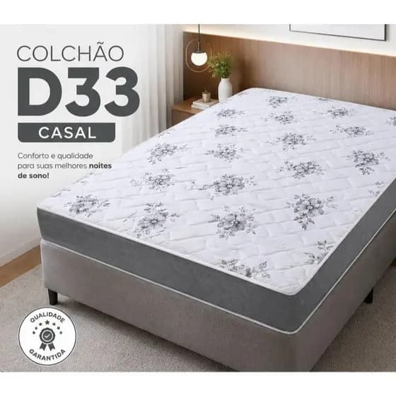 Colchão Casal D33 c/ 138x188x12 - Tecido liso e espuma firme