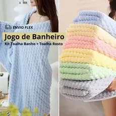 Kit Toalha de Banho + Toalha de Rosto Super Absorvente de Microfibra Alta Qualidade Tamanho 1,40x70