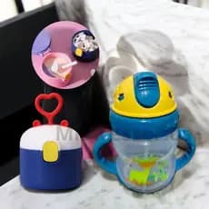 Porta Leite em Pó Com Dosador Coração 250ml Bebê Passeio Viagem Portátil