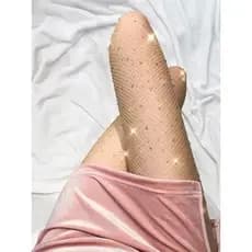Meia Calça feminina Arrastão Com Strass de brilho Moda 8501-1
