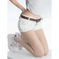 meias calca de adultos cor branco rosa de rede para saida ou vestido   8001