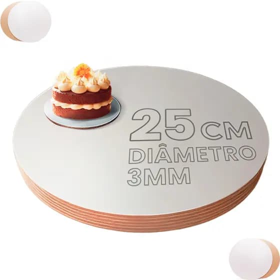Cake Board 25cm Ultra Resistente 3mm Liso Com 10 Base Para Bolo Confeitaria